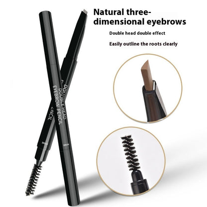 Waterproof And Sweat-proof Long-lasting Smudge-free Double-headed Automatically Rotate Eyebrow Pencil