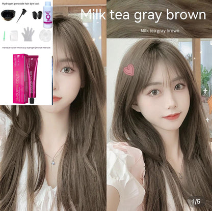 Ammonia-free Hair Color Paste Monochrome Paste Cover White Hair Multi-segment Color One-step Black Tea Gray Blue Black Hair Dye
