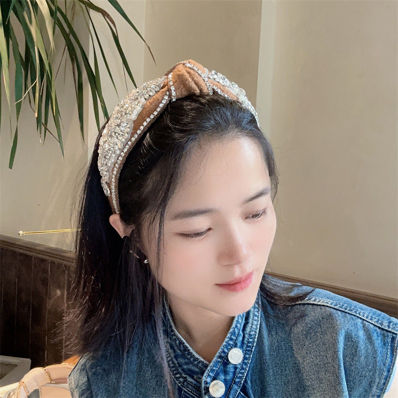 European And American Heavy Industry Rhinestone Knotted Hair Hoop Retro Court