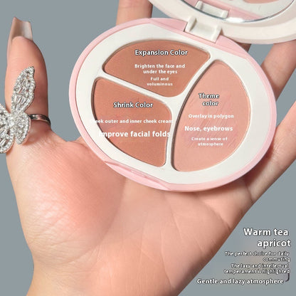 Mood Tricolor Blusher Plate Plain Face Repair Brightening Matte Rouge