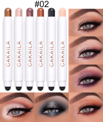 CAKAILA 6-Pack Matte Pearly Waterproof Eyeshadow Stick
