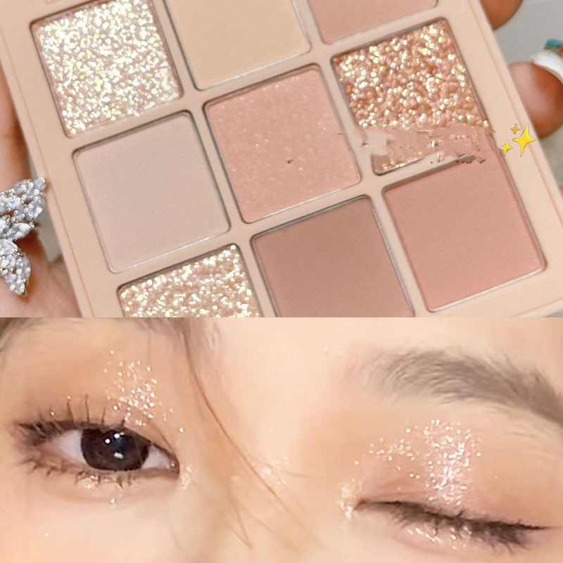 Palette de neuf fards à paupières Ciment Dark Punk Fumé Noir et Blanc Gris Métal Nacré