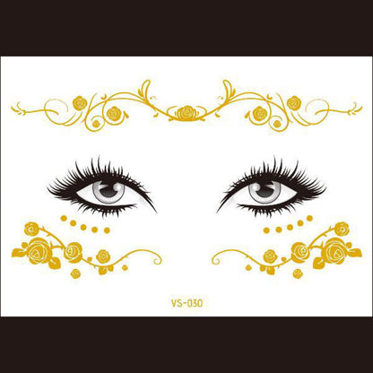 Red Gold Star Pattern Clavicle Tattoo Sticker Long Lasting Waterproof