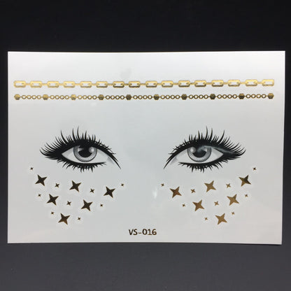 Red Gold Star Pattern Clavicle Tattoo Sticker Long Lasting Waterproof