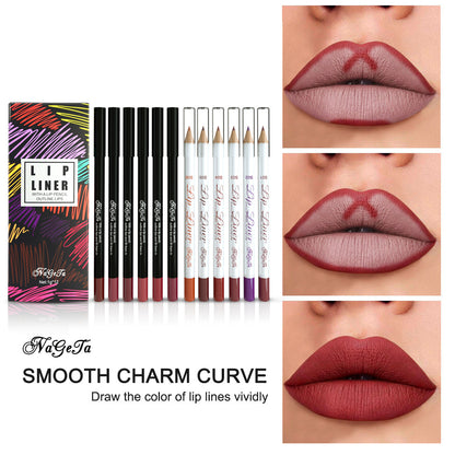Black And White Matte Lip Liner Wooden Pole Waterproof