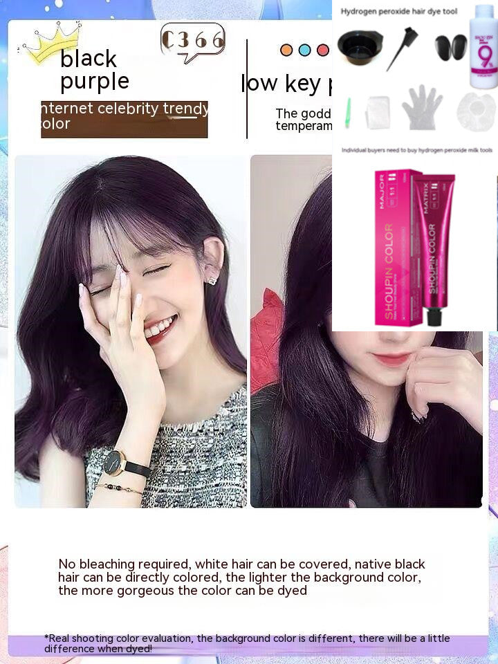 Ammonia-free Hair Color Paste Monochrome Paste Cover White Hair Multi-segment Color One-step Black Tea Gray Blue Black Hair Dye