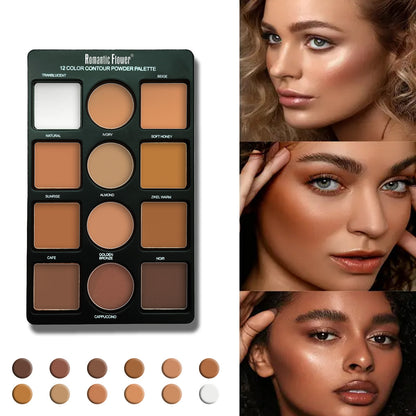 12 Colors Powder Makeup Contour Compact Concealer Highlight Brightening