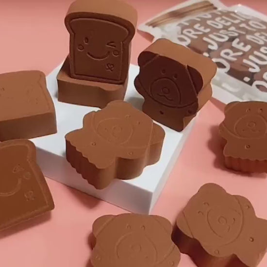 Cute Bear Biscuit Puff Wet And Dry Without Powder