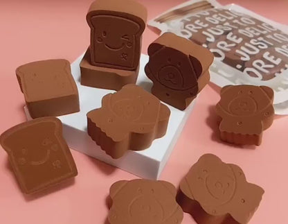 Cute Bear Biscuit Puff Wet And Dry Without Powder